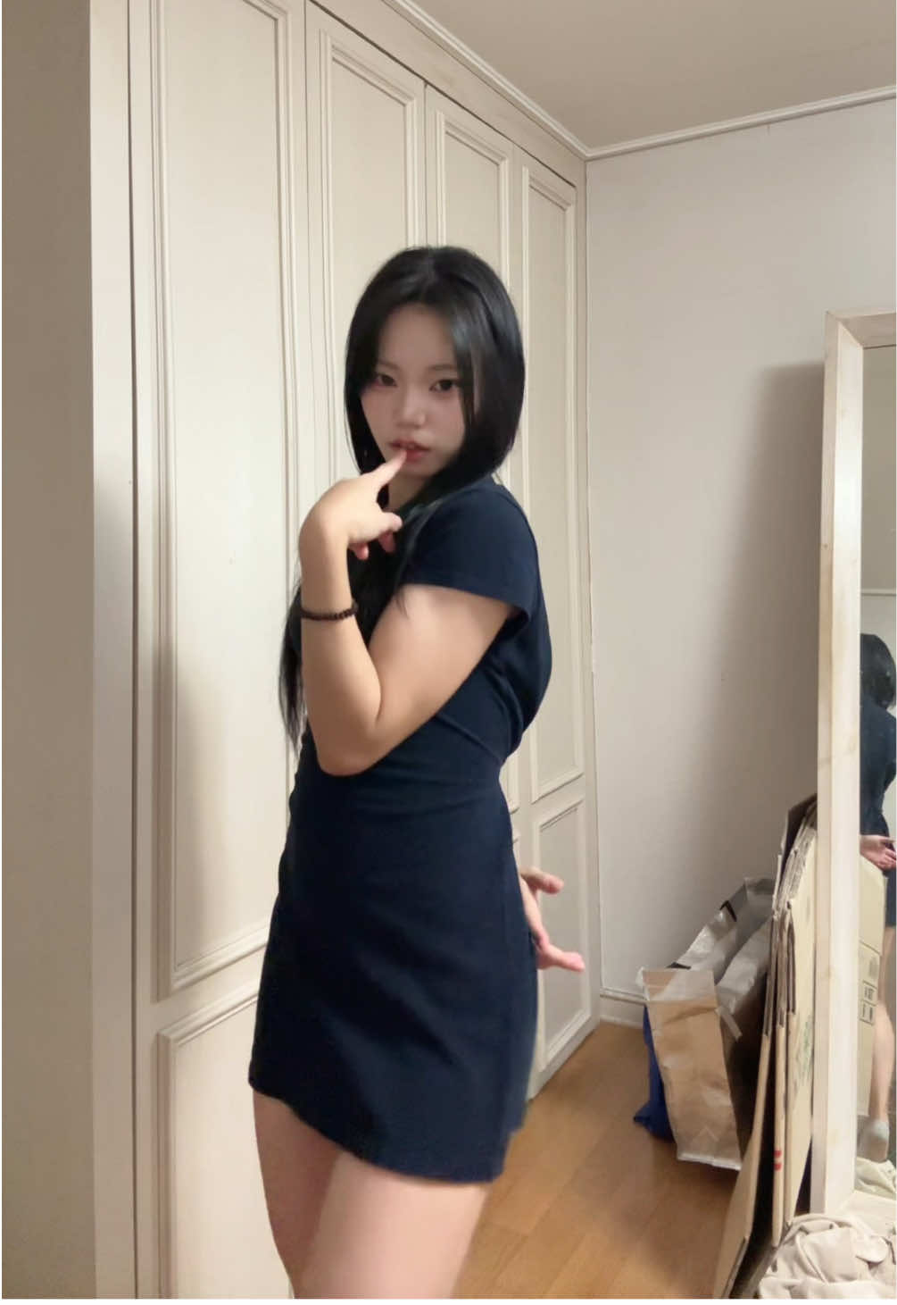 오랜만에 입은 파란원피스