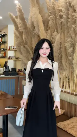 Váy thiết kế cổ đức phối tơ hoạ tiết, dây nơ liền dáng A xoè dài #Vaythietke #vaythietkecaocap #viral #OOTD #Evii 