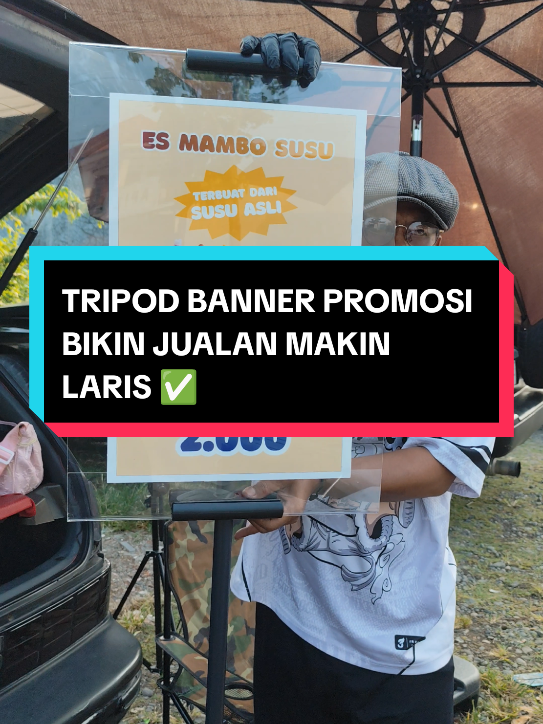 Membalas @neha.thea40 kalo mau jualan laris lapak jualannya jg harus menarik donk 👌 #tripodbanner #spanduk #akrilik #promosi #esmambo 