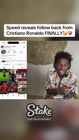 Speed reveals follow back from Cristiano Ronaldo FINALLY🥳❤️‍🩹#ishowspeed #fyp