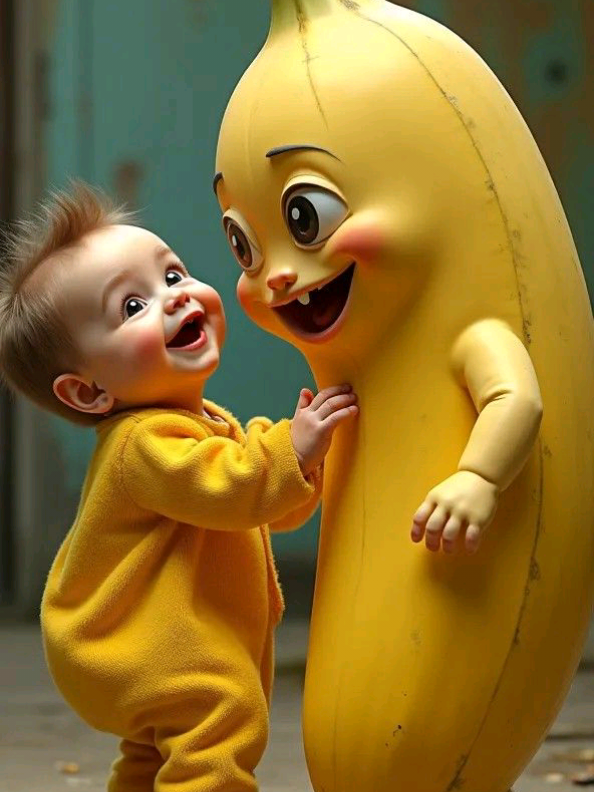 Baby Tickles a Giant Banana! 😂 | Funny Cartoon short #cartoon #funnyvideos #foryou #ai #cutebaby 