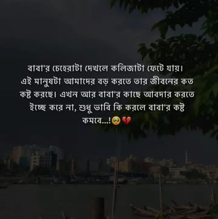এই মানুষটা আমাদের বড় করতে তার জীবনে কত কষ্ট করছে, এখন আর বাবার কাছে আবদার করতে ইচ্ছে করে না, শুধু ভাবী কি করলে বাবার কষ্ট কমবে! 😭