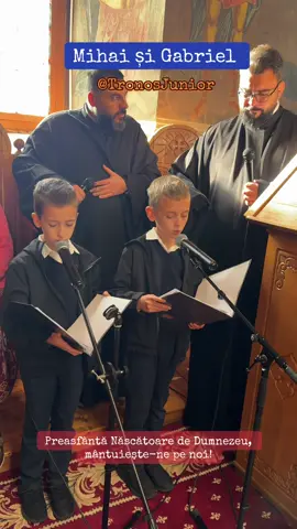 Mihai și Gabriel (@TronosJunior ), fragment din Paraclisul Maicii Domnului.  “Preasfântă Născătoare de Dumnezeu, mântuieşte-ne pe noi!” #paraclisulmaiciidomnului #tronosjunior #mihailsigavriil #manastireanucet 