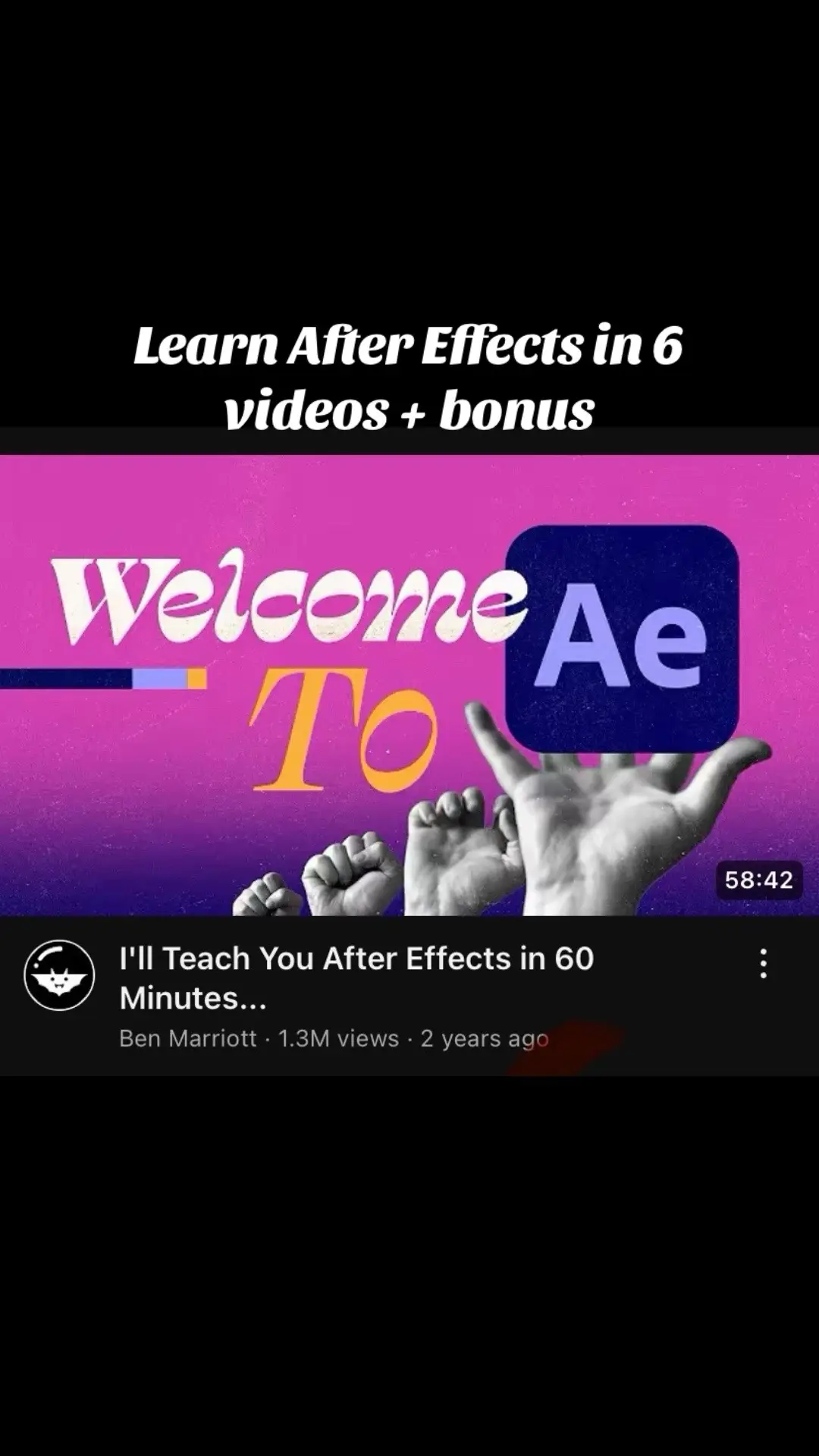 After Effects is like Photoshop for animation — it lets you create motion, effects, and any visuals you need. The 6 videos to learn After Effects are here - the beginner course, keyframes and animation, masks, motion tracking, text animation, useful effects, 3D techniques and a bonus video ;) #viral #videoediting #ae #fyp #tutorials 