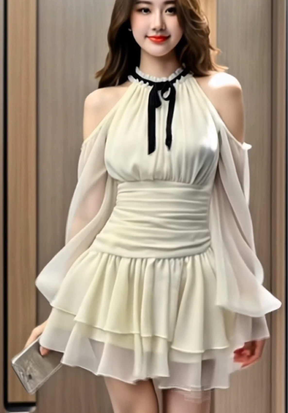 Váy tiểu thư hở vai phối nơ cổ có đai eo xinh sẵn 🛍️🛍️ #xuhuong #vayxinh #thoitrangnugiare #thoitranghottrend #vaytieuthu 