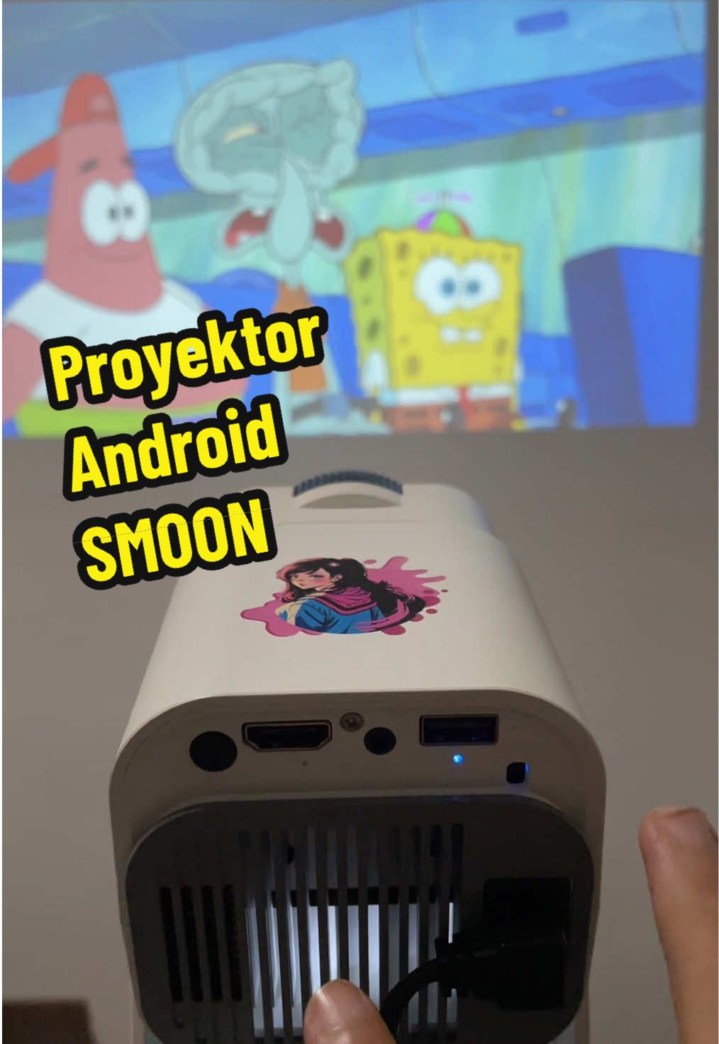 Membalas @🙏 Langsung bisa nonton, tiggal connect wifi/hostpot hp aja kak 👍 #proyektor #proyektormini #proyektorandroid #smoon #keranjangkuning 