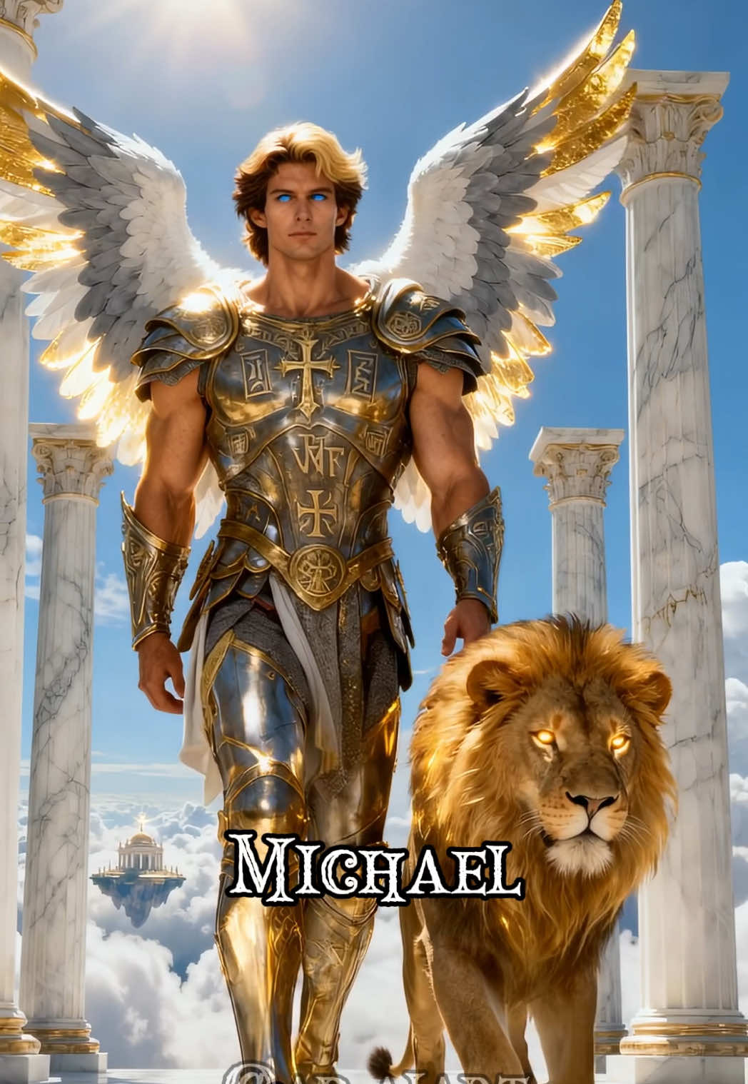 Angel walking with guardian beast #angel #angels #ai #aiart 