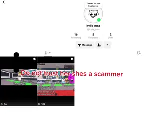 @kyile_msa #scammer #report Please go to her tiktok account and call her a scammer