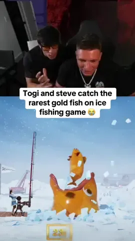 Togi and steve catch the rarest gold fish on ice fishing game #streaming #kickstreaming 