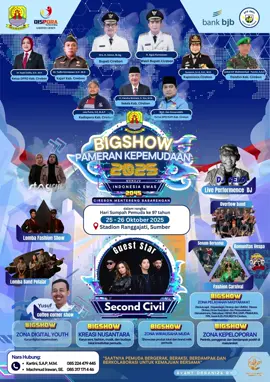 HALO CIREBON kita ketemu lagi yaa 🥳 • Sabtu,25 Oktober 2025 • Jam 8 Malam • Stadion Ranggajati Sumber • GRATIS Jangan lupa ajak adik-kakak, temen, pasangan, tetangga dll, kita senang-senang 👏