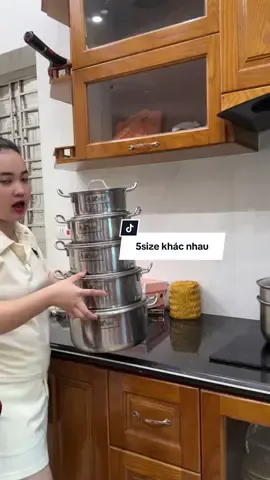 Bộ 5nồi 5size linh hoạt trên mọi loại bếp #xuhuong #dungtocxoan #bo5noi #noi1day #noiinoxcaocap 