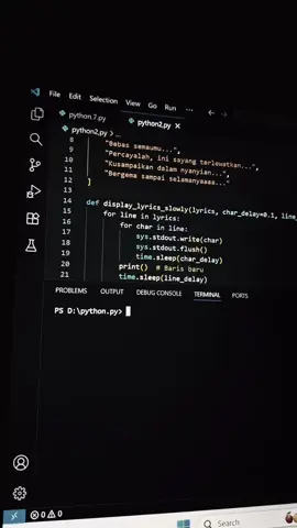 ☕❤‍🩹#codingan#python#liriklagu#teknikinformatika 