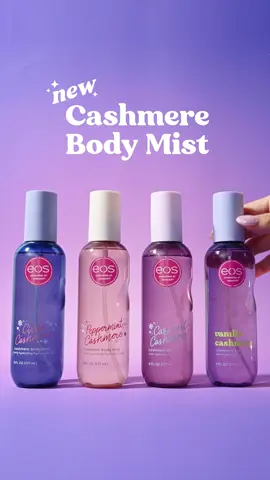 the moment we’ve all been waiting for is here ✨ our first-ever Cashmere Body Mists— in limited-edition holiday fragrances Peppermint, Caramel, and Cocoa Cashmere, 💕 plus your forever fave Vanilla Cashmere, now in mist form! 🍬 Peppermint Cashmere — sweet, minty, and refreshingly festive. 🍫 Cocoa Cashmere — rich, velvety, and totally cozy-core. 🍯 Caramel Cashmere — warm, creamy, and absolutely irresistible. 💜  Vanilla Cashmere — whipped vanilla, soft musk, and cozy caramel that lingers all day. Mist, layer, and linger — each scent was made to pair perfectly with your favorite eos lotion. The holiday upgrade you’ve been waiting for — only at @Target! 🎀 #eosproducts #eosholidaycollection #TargetExclusive @target 