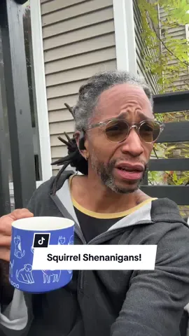 Just a Sunday morning coffee date with Buddy2, solving the mystery of the squirrels! 🐿️☕️🐾 #sundayvibes #coffee #coffeetime #dogdad #doglife 