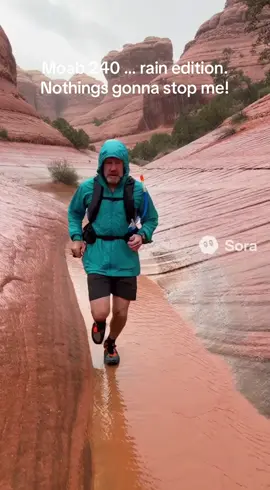 Trail running in the rain through Moab canyons. #moab240 #ultrarunning #hikingadventures #playtime #Running 