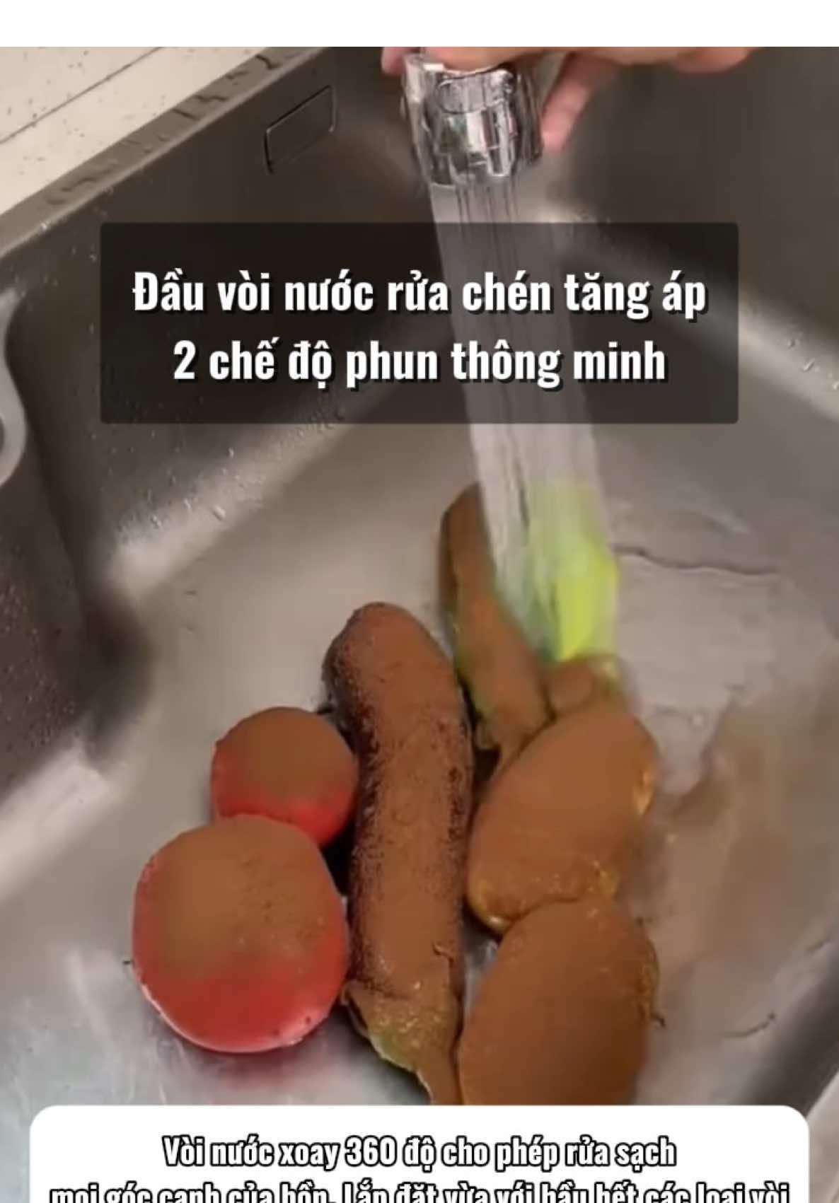 Đầu vòi nước rửa chén tăng áp với 2 chế độ phun thông minh rửa sạch các góc cạnh của bồn #TikTokAwardsVN #taphoagiadinh889 #dauvoinuocthongminh #dauvoinuocxoay360 