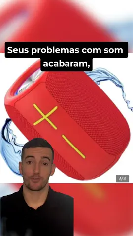 Caixa de som Bluetooth 5.0 potente, bateria longa duração 8h e é a prova d’água.#promoção #tiktokshop #qualidade #caixadesom #bluetoothspeaker 