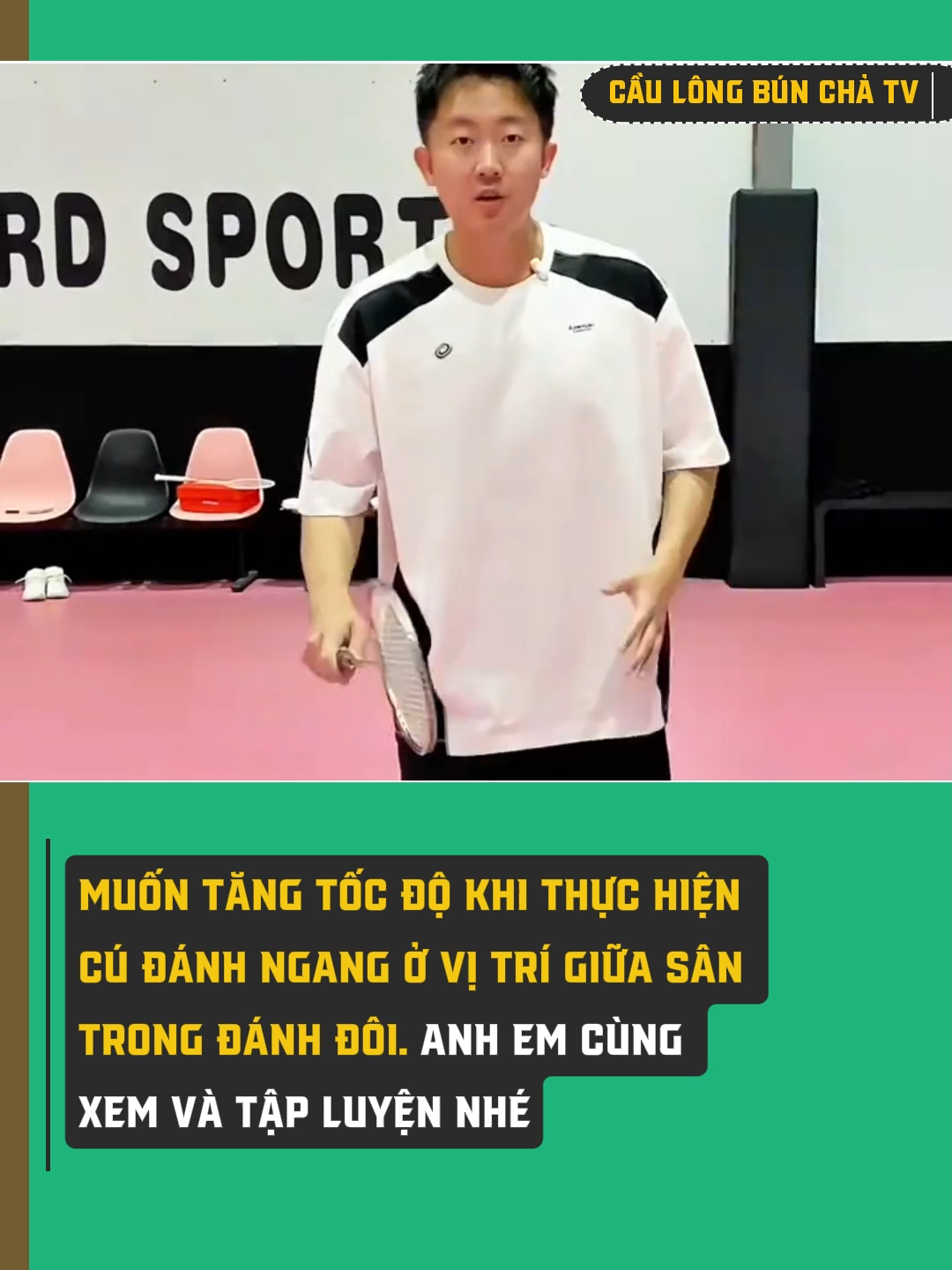 Muốn tăng tốc độ khi thực hiện cú đánh ngang ở vị trí giữa sân trong đánh đôi. Anh em cùng xem và tập luyện nhé#bunchatv #caulong