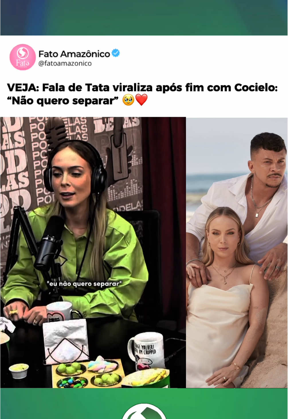 O fim do casamento de Tata Estaniecki e Júlio Cocielo ainda segue dando o que falar. E um vídeo de uma fala antiga da apresentadora do PodDelas começou a viralizar depois do término dos dois. . . . . . . . #brasil #foryou #tata #cocielo #tatacocielo 