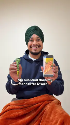 How’s he so good at it?❤️ #husbandandwife #menhdi #husbanddoesmymenhdi #Diwali 