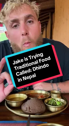 Jake is Trying Traditional Food Called: Dhindo in Nepal, and he is loving it. #nepalifood #dhindo #jake #viral #nepalitiktok 