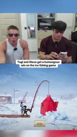 Togi and Steve get a humongous win on the ice fishing game #togi 