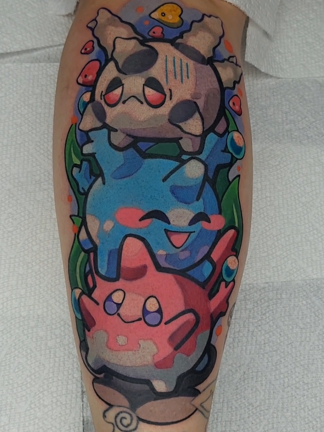 🪸Corsola Stack🪸 pokemon flash piece I got to do and I love the way it came out🤩 #pokemon #nintendo #tattoo #tattooartist #kawaii 