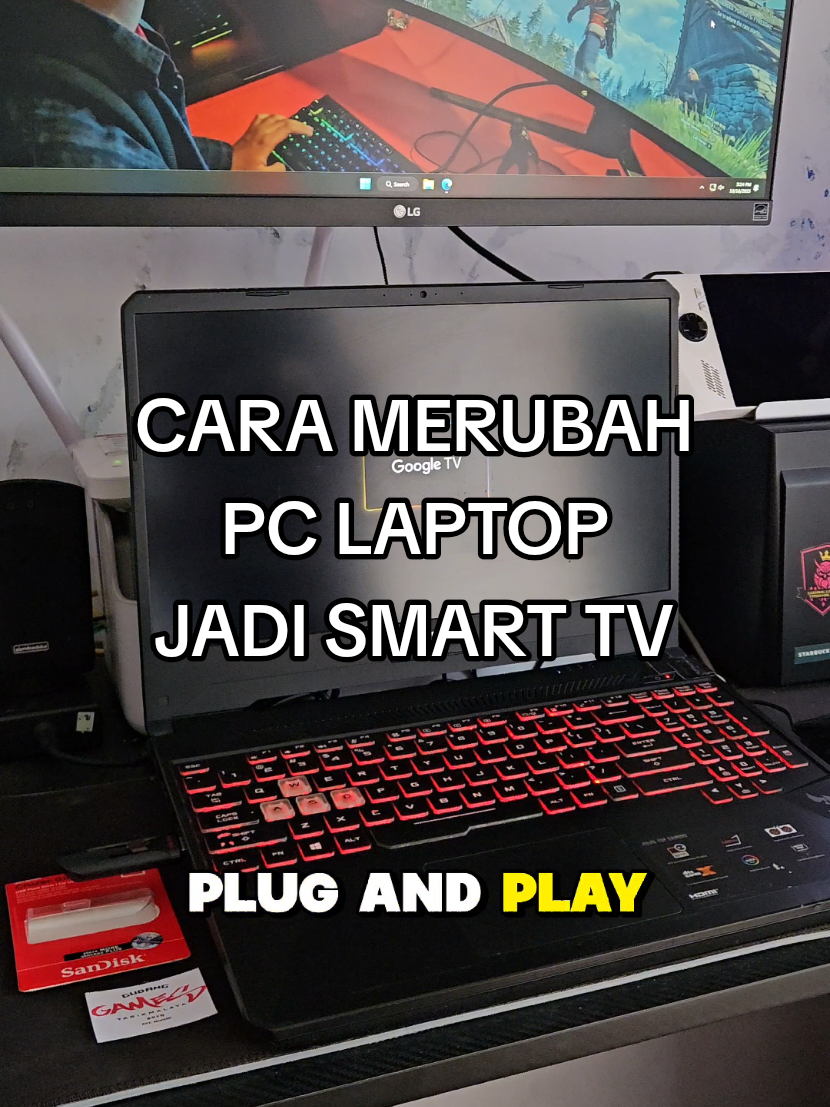 cara merubah pc laptop jadi smart tv cuma pakai flashdisk canggih gratis ratusan channel dalam dan luar negeri, gratis film - karaoke - video anak offline, nonton online video streaming pakai aplikasi favorite mu. gratis games dan bisa install apk. tersedia google play store #smarttv #googletv #androidtv 