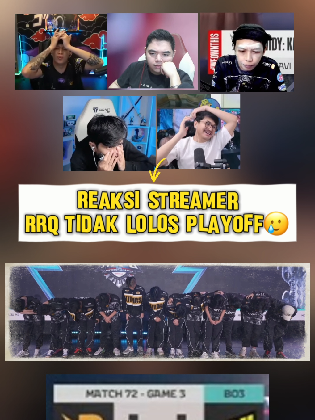 Reaksi Streamer RRQ pertama kali tidak lolos playoff🥲 Diraw sampe ngamuk-ngamuk😭🥲 #rrqhoshi #mplindonesia #MLBB9TH #MLBB #planofpublisher 