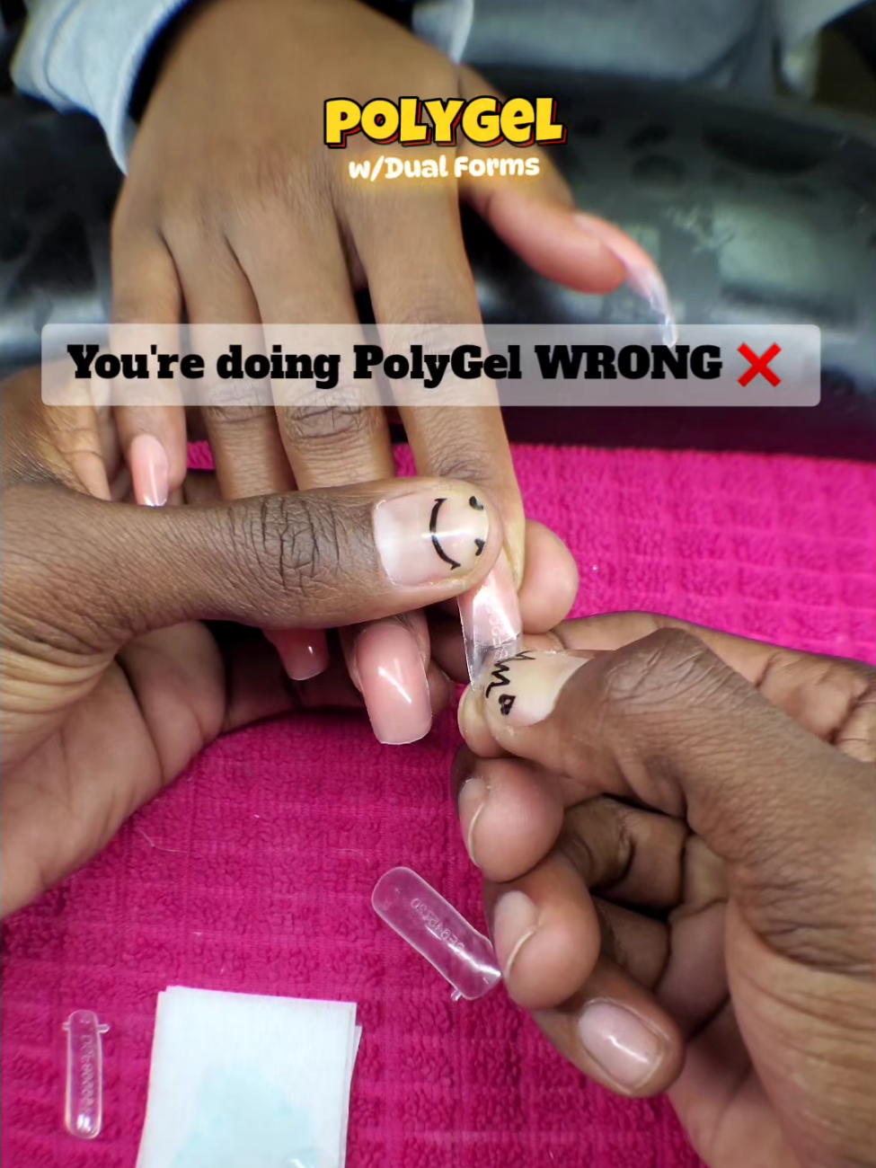 Polygel Application 🌸 1️⃣ Fit & size your dual forms 2️⃣ Add Polygel + smooth with slip 3️⃣ Prep nails — push back, file, dehydrate 4️⃣ Apply primer + base coat (cure 60s) 5️⃣ Press form with a slight slant 6️⃣ Leave a small gap near cuticle — room to work & clean excess 7️⃣ Flash cure 10s while holding to prevent lifting 8️⃣ Clean underside before full cure (120s) 9️⃣ Remove form, shape & finish with top coat. (60s) #polygeltutorial #nailtok #nailart #fypppppppppppppppppppppp #nailtutorial 