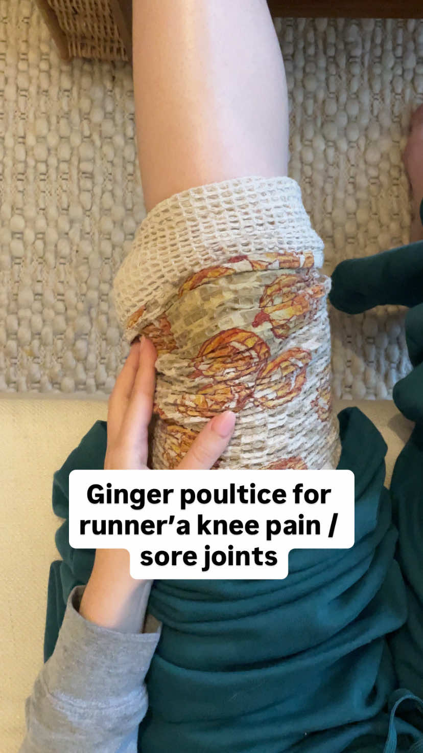 GINGER POULTICE FOR RUNNER’S KNEE & SORE JOINTS 🫚 Fresh ginger is one of the best natural remedies for easing runner’s knee or general joint soreness. It’s rich in gingerols - compounds with powerful anti-inflammatory and pain-relieving properties that help reduce swelling, boost circulation, and ease stiffness around the knee (can also be used on arms / hands…).  Here’s how to make it: * Grate a piece of fresh ginger. * Wrap it in a thin cotton cloth or muslin. * Place it over the sore area for 15–20 minutes. * You’ll feel a gentle heat as it works to relax the muscles and improve blood flow. #naturalremedies #runnerslife #jointpain #jointpainrelief #kneepain 