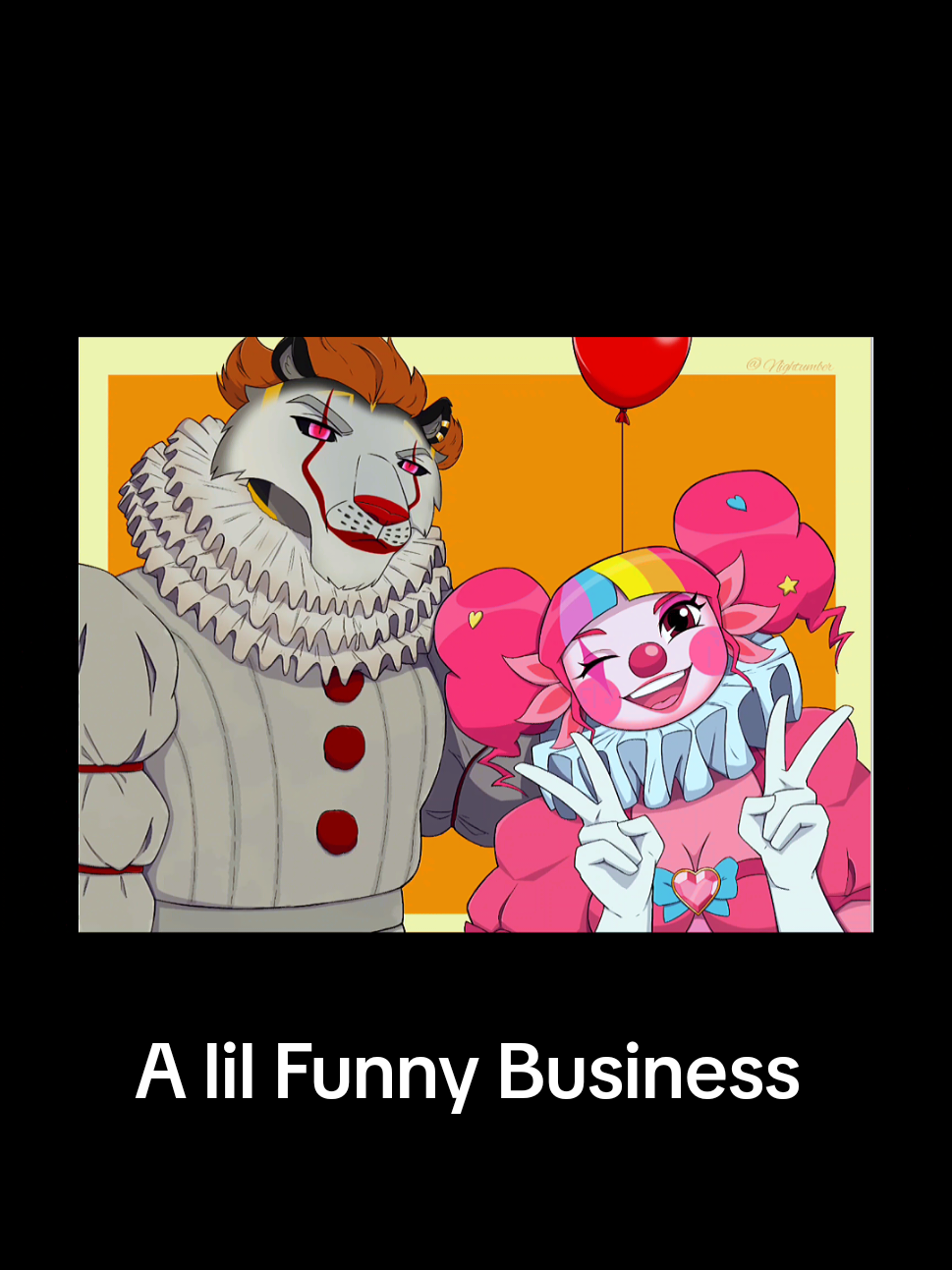 It's spooky season and with that, I'll be posting art of me and a couple friends in fun Halloween costumes. To start off it's 🐯 me as Pennywise and my bestie @Pink as April First from Monster Con. #fyppppppppppppppppppppppp #halloween #clowncostume #digitalart #furry #bestie 