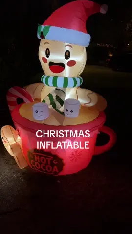 This Christmas inflatable is sure to make Christmas feel extra special with the hot cocoa, gingerbread man and cozy marshmallows! #christmasinflatables #holidayinflatables #christmasyarddecorations #christmasdecor #christmas2025