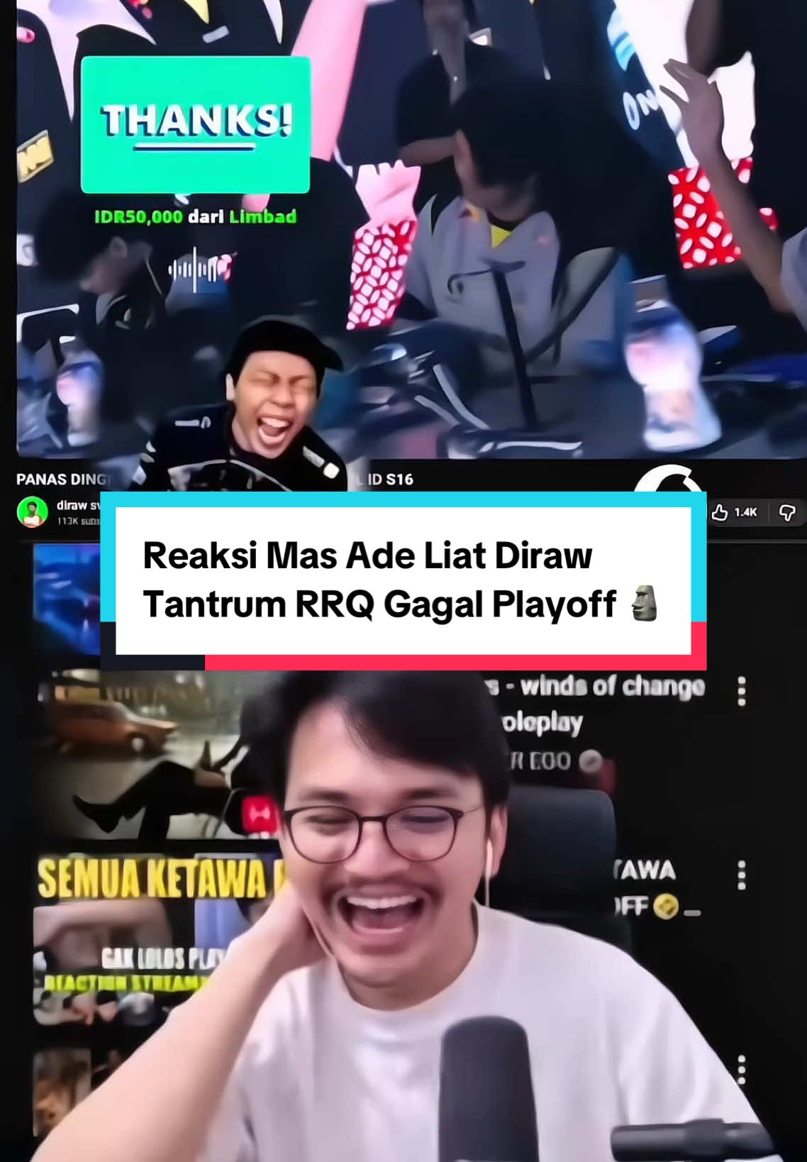 Reaksi Mas Ade Liat Diraw Tantrum RRQ Gagal Playoff 🗿 #rrqhoshi #diraw #fyp #MLBB #MLBB9TH 