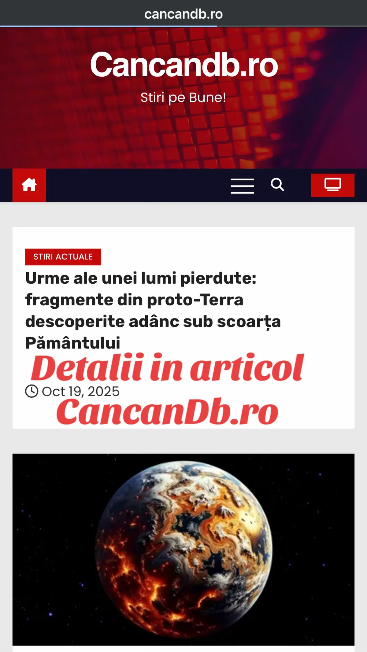 Adânc sub scoarța planetei, ascunse de miliarde de ani sub straturi de piatră și foc, cercetătorii au găsit urme ale unei lumi dispărute — rămășițe din prima formă a Pământului, „proto-Terra”, care a existat înainte ca planeta noastră să se nască în urma unei coliziuni cosmice. Descoperirea, publicată în revista Nature Geosciences de o echipă de la Massachusetts Institute of Technology (MIT), oferă primele dovezi chimice directe că fragmente din Pământul primordial au supraviețuit în adâncurile mantalei terestre. O călătorie înapoi în timp, până la începuturile planetei În urmă cu aproximativ 4,5 miliarde de ani, Sistemul Solar era o vastă nebuloasă de gaz și praf cosmic. Din acest haos s-au format primele planete, inclusiv un corp tânăr și incandescent — proto-Terra. Aceasta a fost însă distrusă parțial în momentul unui impact uriaș cu un alt corp ceresc, de dimensiuni apropiate de cele ale planetei Marte. Coliziunea, cunoscută în știință ca „impactul gigantic”, a topit planeta, a amestecat complet interiorul acesteia și, potrivit teoriei dominante, a dat naștere Lunii. Mult timp, oamenii de știință au crezut că acea coliziune a șters complet orice urmă a compoziției chimice originale a Pământului. Noile descoperiri de la MIT pun însă această convingere sub semnul întrebării. O amprentă chimică din adâncuri Echipa condusă de profesorul Nicole Nie, specialistă în științele Pământului și planetologie la MIT, a analizat mostre de roci foarte vechi provenite din Groenlanda, Canada și Hawaii — regiuni care oferă acces la unele dintre cele mai vechi și mai profunde materiale de pe planetă. Folosind o tehnică extrem de precisă de spectrometrie de masă, cercetătorii au descoperit o anomalie subtilă în izotopii de potasiu: o deficiență rară de potasiu-40, un izotop radioactiv care există în cantități infime pe Pământul actual. Această discrepanță isotopică nu poate fi explicată prin procese geologice moderne sau prin impacturile ulterioare cu meteoriți. Concluzia echipei este uimitoare: rocile respective ar putea conține material din Pământul primordial, neatins de transformările cataclismice care au urmat formării planetei. „Este poate prima dovadă directă că materiale din proto-Terra au fost conservate până azi,” spune Nicole Nie. „Vedem o fereastră către o versiune extrem de veche a Pământului, una care exista înainte de impactul gigantic. Este incredibil că o astfel de semnătură a reușit să supraviețuiască evoluției planetei.” Originea planetei este încă un mister deschis Pentru a confirma originea acestor anomalii, echipa a comparat datele cu cele provenite din sute de meteoriți — relicve ale sistemului solar timpuriu. Simulările efectuate au arătat că semnătura izotopică descoperită nu se potrivește cu niciun tip de meteorit cunoscut, sugerând că materialul care a format proto-Terra ar putea proveni dintr-o sursă cosmică încă nedescoperită. „Inventarul actual de meteoriți nu spune întreaga poveste,” explică Nie. „Rezultatele noastre arată că mai există materiale fundamentale ale Pământului care nu se regăsesc în colecțiile noastre. Originea planetei este, așadar, încă un mister deschis.” O fereastră către începuturile Pământului Dacă fragmente din proto-Terra încă persistă în adâncurile mantalei, acestea ar putea păstra informații unice despre condițiile din primele momente ale sistemului solar — despre chimia originară din care au luat naștere toate planetele telurice. Pentru geologi și cosmologi, această „amprentă a lumii pierdute” este mai mult decât o curiozitate: este un indiciu că trecutul Pământului nu a fost complet înghițit de timp, ci se află încă, tăcut și inaccesibil, sub picioarele noastre.