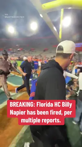 The Gators went 22-23 over the last four years, including a 3-4 record this season, with Napier. (via MattBakerCFB/X) #CollegeFootball #gatora #florida #billynapier #fired 