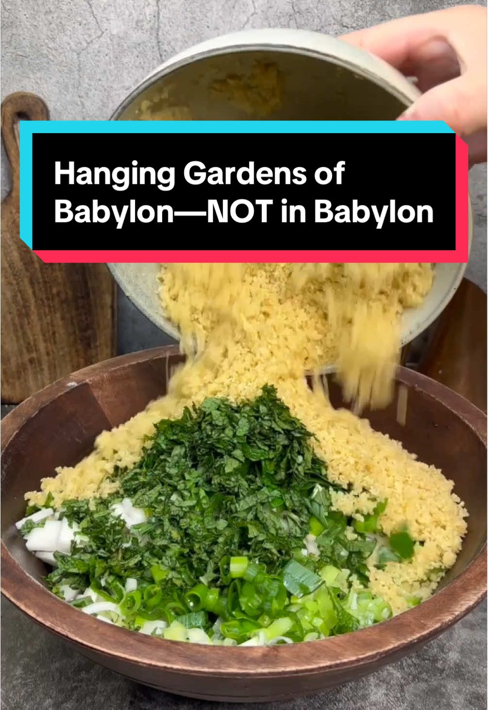 Hanging Gardens of Babylon—NOT in Babylon 🌳 Get the recipe at tableofgods.com/salad #Mesopotamia  #Tableofgods 