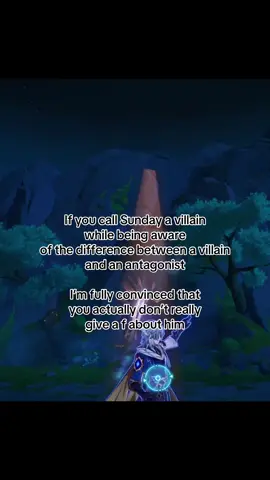 villain is a character who does bad or evil things on purpose. They often have cruel, selfish, or wicked goals, and they usually know their actions hurt others. They create problems because they want power, revenge, or chaos. An antagonist, on the other hand, is any character who stands in the way of the main character. The antagonist doesn’t have to be evil, they just create conflict. Sometimes, they believe they’re doing the right thing or have goals that simply clash with the the main character  A little brain and you can see where Sunday obviously fits into  Obviously you can prefer antagonist Sunday, but calling him a fucking villain is pure mischaracterization  I will not stop bringing this up until I drilled this into every single brain out there #fyp #sundayhsr #sundayhonkaistarrail #HonkaiStarRail #sundayedit