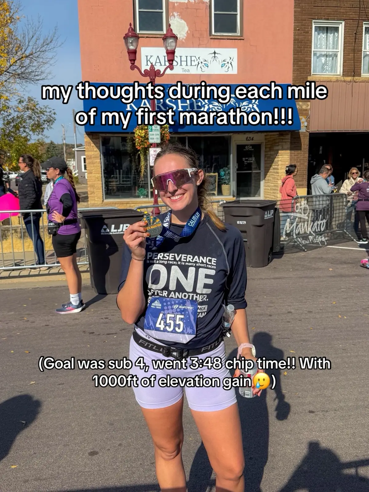 okay last marathon post probably but here were my thoughts!!! 3:48 on one of the hilliest standard courses in MN and 12 min under my goal time🥰 #marathon #Running #triathlon #chronicillness 