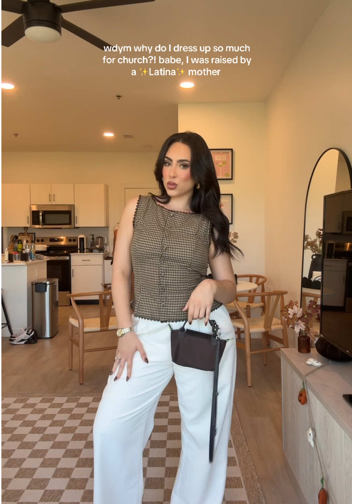 We stepped up & showed out on Sundays 😙 #churchoutfit #ootdinspo #outfitinspo pants are @abercrombie 