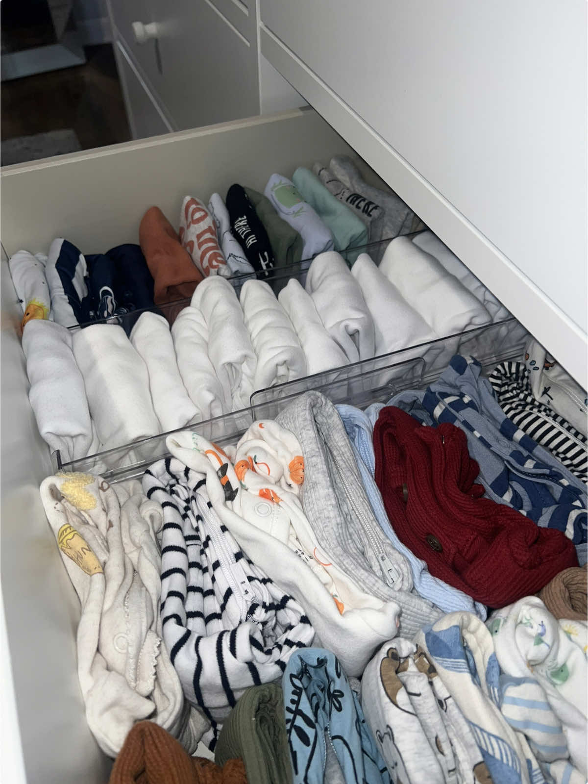 All organized & ready to go! Another thing checked off my nesting list 😊 #nesting #36weeks #babyclothing #organize 