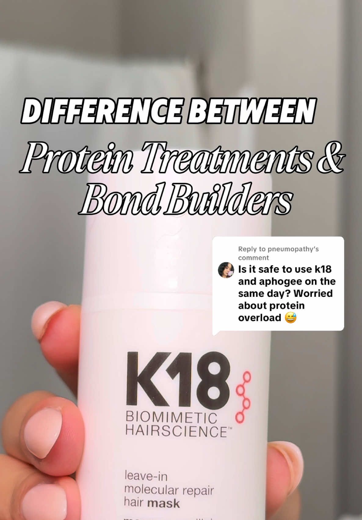 Replying to @pneumopathy Protein Treatments vs Bond Builders 🧖🏾‍♀️ Hopefully this clears some confusion! Not all hair repair is the same 👀 Here’s the real difference between the two: ✨ Protein treatments rebuild the outer layer of your hair, strengthening and reinforcing the strand to prevent breakage. 🧬 Bond builders repair the inside of the strand by reconnecting broken bonds caused by heat, color, or chemical damage. They work differently but complement each other beautifully — I personally use both @K18 Hair and @ApHogee in my treatments 💆🏾‍♀️ Your hair needs both strength and structure to truly thrive 💪🏾💫 #proteintreatment #bondrepair #naturalhair #healthyhairtips #haircareroutine 