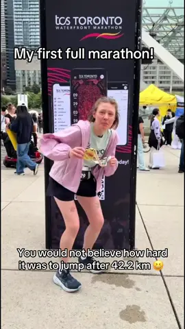 I did it! I can’t believe it! It was such a great experience. It was difficult to imagine running 42 km when I started training for today. The hard work was worth it! I’m so proud to say that I finished a full marathon. I also can’t move. Maybe by Tuesday my legs will work again. #Running #marathon #tcstorontowaterfrontmarathon #exhausted 