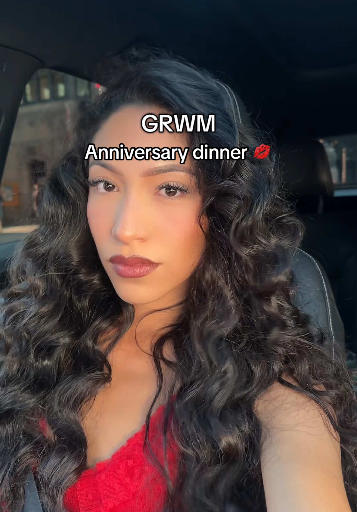 Anniversary dinner date 💋 my boyfriends favorite color is red so I decided to go all the way 😂❤️ red dress, red heels, red nails, and red lipstick 💄 👠❣️what month is your anniversary? #grwm #datenight #OOTD #contentcreator #anniversary 