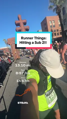 The only video I took during this half. My runner I started the half with sent me off to try and hit a sub 2 and I did it!! 😭🥹 the hills at mile 11 wanted to take me out but we pushed through and we accomplished the goal of a sub 2 marathon. Last July, all I wanted to do was run a half under 3 hours and here we are 😭🥹 so grateful for all my friends and run clubs for being part of this journey that got me here  🫶🏾💕 #fyp #runtok #marathontraining #halfmarathon #runtokcommunity 