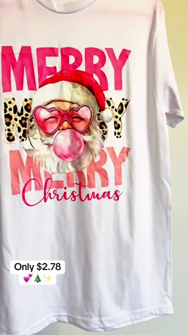 The cutest Christmas tee for less than $3! 🎄🎅🩷 #budgeting #christmas #christmastees #ttshopdeals #momfinds 