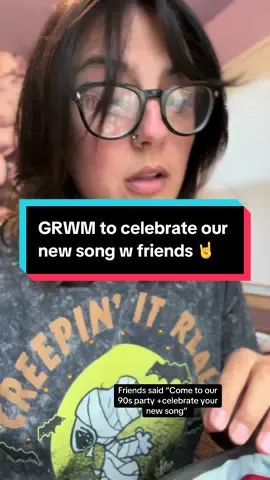 90s party?! YAS 🖤  Products: @Ulta Beauty Too Cheeky + Matte Setting Spray  @essence.cosmetics lip oil Midnight Mystery @LakeRain Lip Liner Cool Cocoa   #grwm #singer #makup #OOTD  #fitcheck 