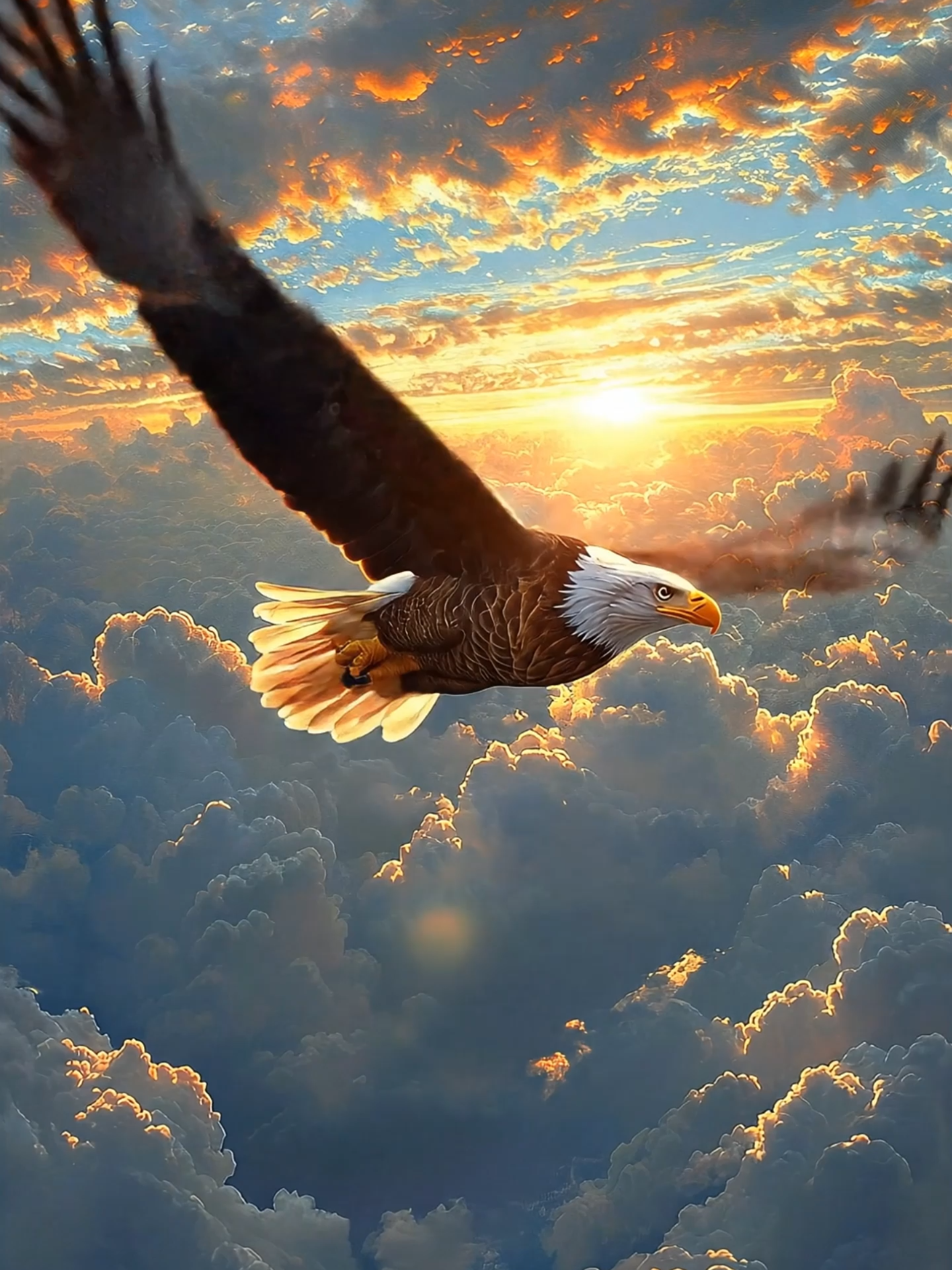 Live Wallpaper | Soaring Above the Clouds #baldeagle #livewallpaper #majesticeagle #soaringhigh #abovetheclouds #cinematicsky #wingsofglory #dreamscape #aivideo #wallpapervideo #fyp