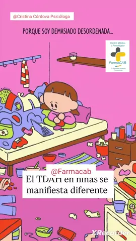 Así se ve el TDAH en mujeres/niñas, así como en el autismo la evidencia nuestra que existe variaciones conductuales significativas como se expresa este desafío del neurodesarrollo en mujeres y varones, afectando y aumentando la comorbilidad en ansiedad y depresión, ya que la hiperactividad en mujeres se puede manifestar en el pensamiento desorganizado, mala memoria, depresión y ansiedad.  Agenda tu cita online y presencial 📱3141171956 . . . ✨ *Centro Psicológico y de Medicina FarmaCAB*✨ ✨ Nuestros servicios: 🫀🧠 Psicología   🧑‍⚕️💕 Consulta médica en salud mental 💊🌡️💉 Farmacia 🔬🦠🧪 Laboratorio  🩻🩺🤒 Atención Médica general  💥🚨💊Atención especializada en rehabilitación de conductas adictivas y antisociales  🌿💚 Consulta Homeopática 🚗 *Servicio a domicilio* 🔥 Atención presencial y en línea por llamada o videollamada.  ⏰ Horario de atención: *Lunes a domingo de 7am a 9pm* ☎ Citas. 3141171956 Informes 3141088034 ✨Contamos con pago en efectivo, tarjeta, transferencia, y servicio de facturación (precios más IVA). 🚩 Ubicación: Independencia 22, Tapeixtles. Manzanillo, Colima. https://maps.app.goo.gl/sErPhVwKrnm6ANA19 📩 Mensaje directo : https://wa.me/message/JSNIDLO7LFQIG1 📜Nuestro catálogo en WhatsApp: https://wa.me/c/5213141088034 ☀️ Psicóloga Cristina Cordova (UNAM Cédula profesional 12239437) ☀️ Dra. Kesia Jemima Espinoza Salinas (UDC Cédula profesional 4833036)