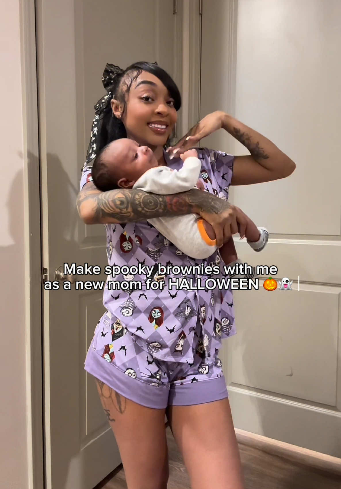 Make spooky brownies with me as a new mom for HALLOWEEN 🎃👻  Part 2 👏🏾Yall nephew is about to be 4 weeks now & we have to celebrate his FIRST HOLIDAY 🥹👏🏾🧸 Let’s bake for these babies 🤣👏🏾‼️ #nugget #kurrencyko #momtok #newmom #morningvlog  #spookybrownies #halloween 